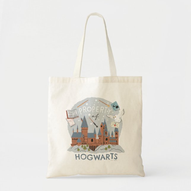 Tote Bag Property of Hogwarts Cartoon Graphic (Devant)