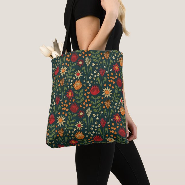 Tote Bag Protea Floral Block Imprimer Millefleur darnes (De près)