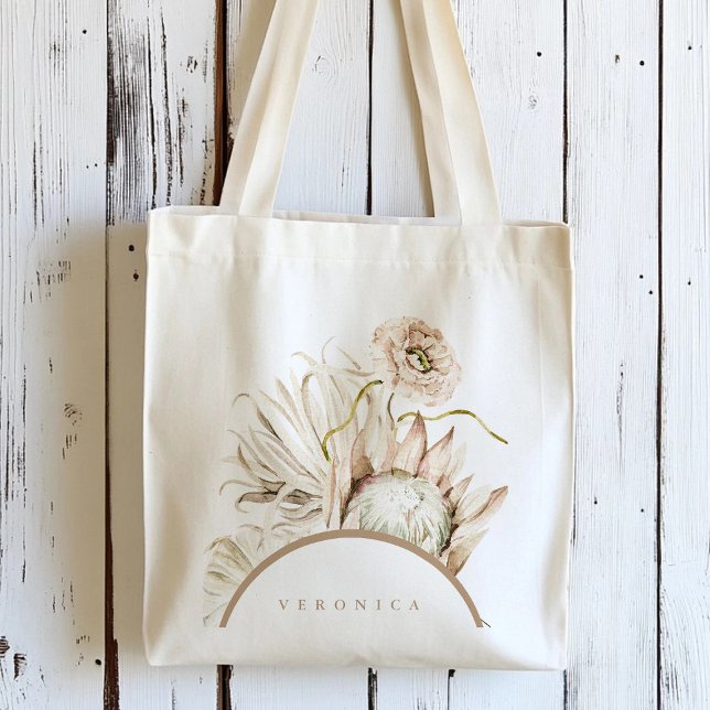 Tote Bag Protea sauvage bohème Fleurs de gazon de Pampas Pe (Créateur téléchargé)
