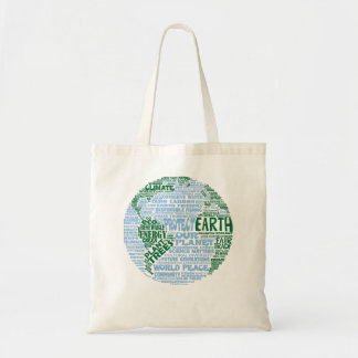 Tote Bag Protéger la Terre - Mots verts bleus pour la Terre