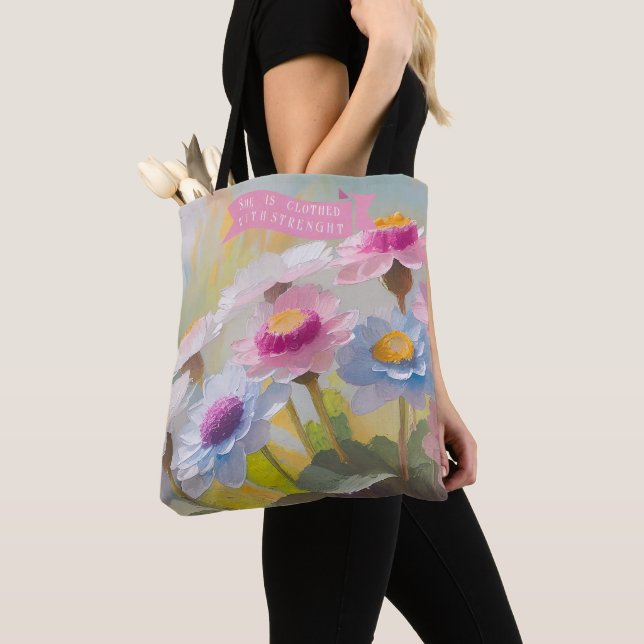 Tote Bag Proverbes 31:25, Citations bibliques Mères, Mères (De près)