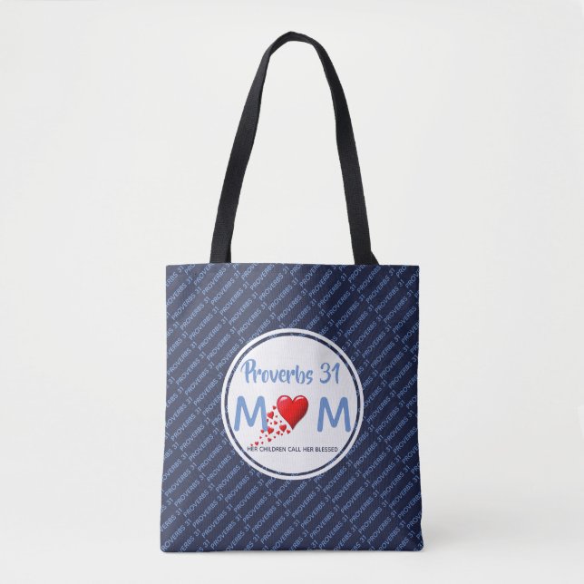 Tote Bag PROVERBS 31 Fête des mères Anniversaire bleu (Devant)