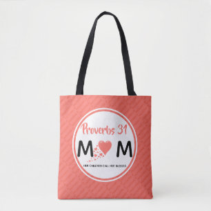 Tote Bag PROVERBS 31 Fête des mères Anniversaire Corail