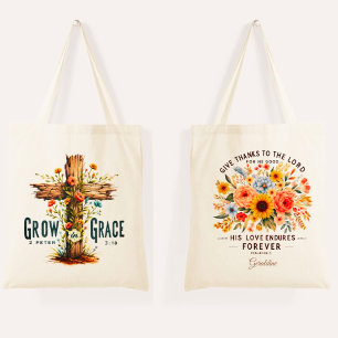 Tote Bag Psaume 136:1 2 Pierre 3:18 Citation de la Bible