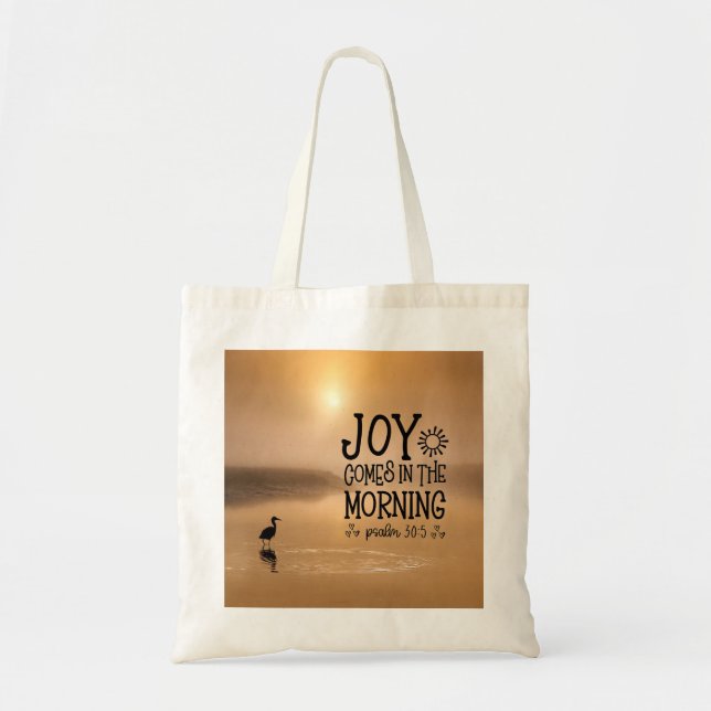 Tote Bag Psaume 30:5 Joie arrive le matin Bible Verse (Devant)