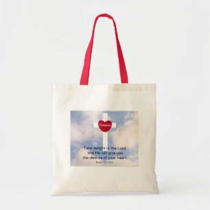 Tote Bag Psaume 37:4 Plaisir dans la croix des rêves du Sei