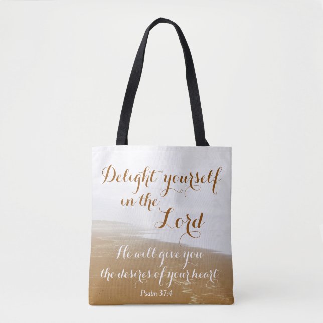 Tote Bag Psaume 37:4 Plaisir dans le Seigneur, océan (Devant)