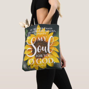Tote Bag Psaume 42:1 Tournesol Chrétien des Pantalons de Ce