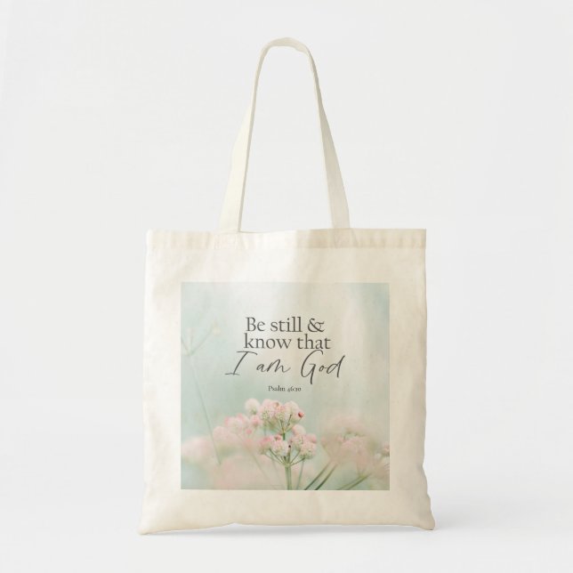 Tote Bag Psaume 46:10 Restez tranquille et sachez que je su (Devant)