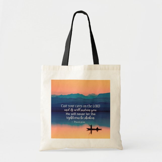 Tote Bag Psaume 55:22 Posez vos soucis à l'Éternel (Devant)