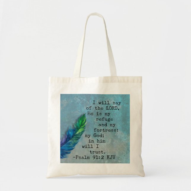 Tote Bag Psaume 91:2 Verse de la Bible (Devant)