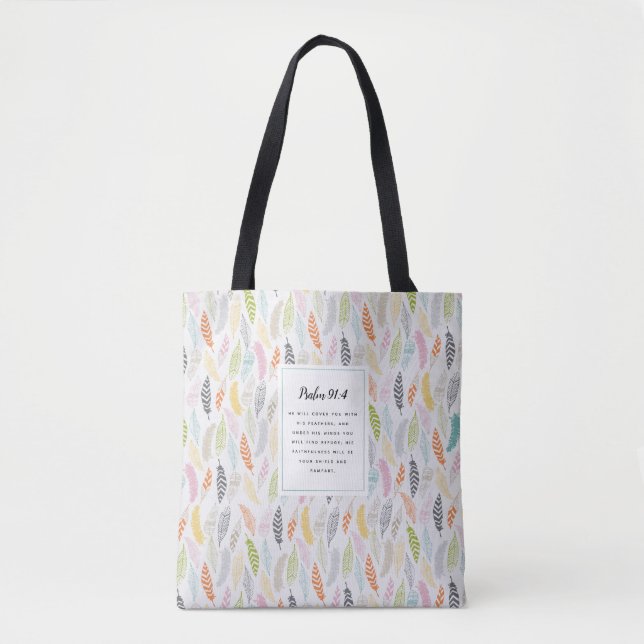 Tote Bag Psaume 91:4 Écriture (Devant)