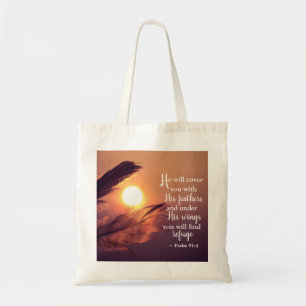 Tote Bag Psaume 91:4 Il vous couvrira de ses plumes