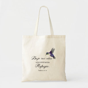 Tote Bag Psaume de la Bible espagnole Bajo sus alas
