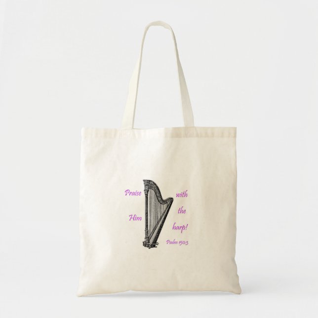 Tote Bag Psaumes 150 et harpe (Devant)