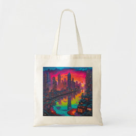Tote Bag Psychédélique Darker Cityscape
