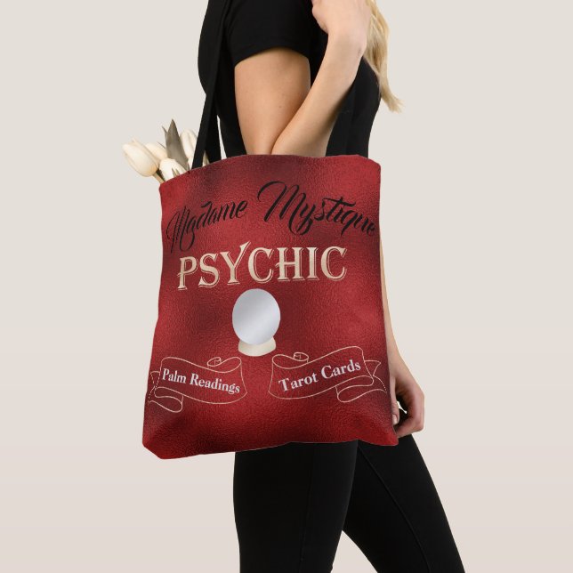 Tote Bag Psychique Crystal Ball Or et Rouge (De près)