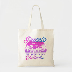 Tote Bag Puerto Vallarta Retro Sunset 80s Palm Trees