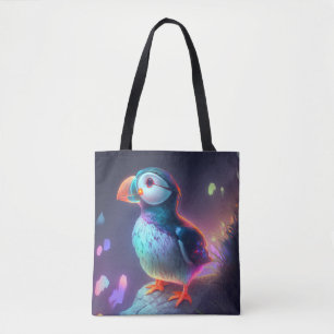 Tote Bag Puffin Oiseau Animal Portrait Peinture Forêt Espri