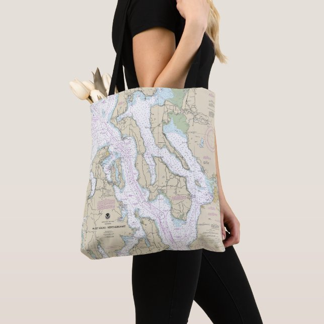 Tote Bag Puget Sound-Northern Part Graphique nautique 18441 (De près)