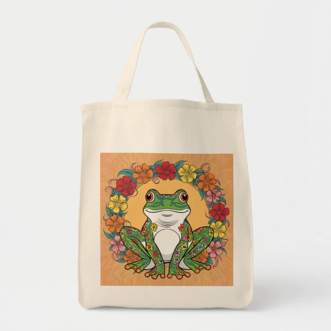 Tote Bag Puissance personnalisée de la fleur de grenouille (Devant)