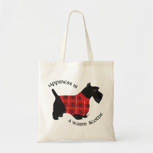 Tote Bag Pull à carreaux rouge et noir pour Terrier Écossai