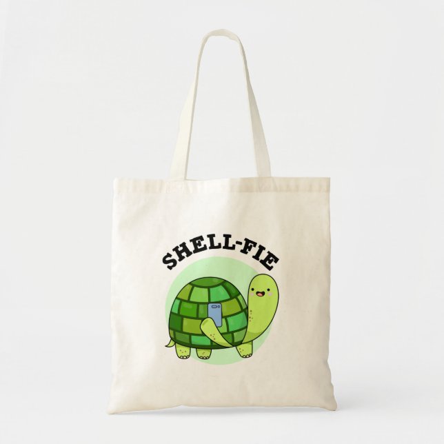 Tote Bag Pun Selfie Tortoise Funny à Shell-fie (Devant)