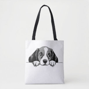 Tote Bag Puppy Peeking mignon adorable drôle dessin animal