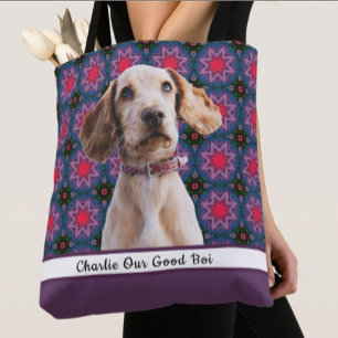 Tote Bag Purple bleu mignon photo Cadeau Chien Maman Grand-