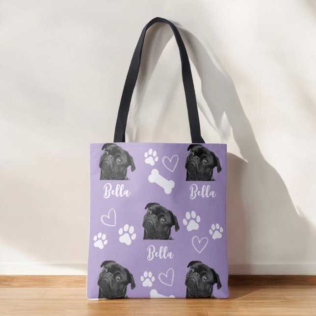 Tote Bag Purple Custom Love Empreinte de patte Amoureux des (Créateur téléchargé)