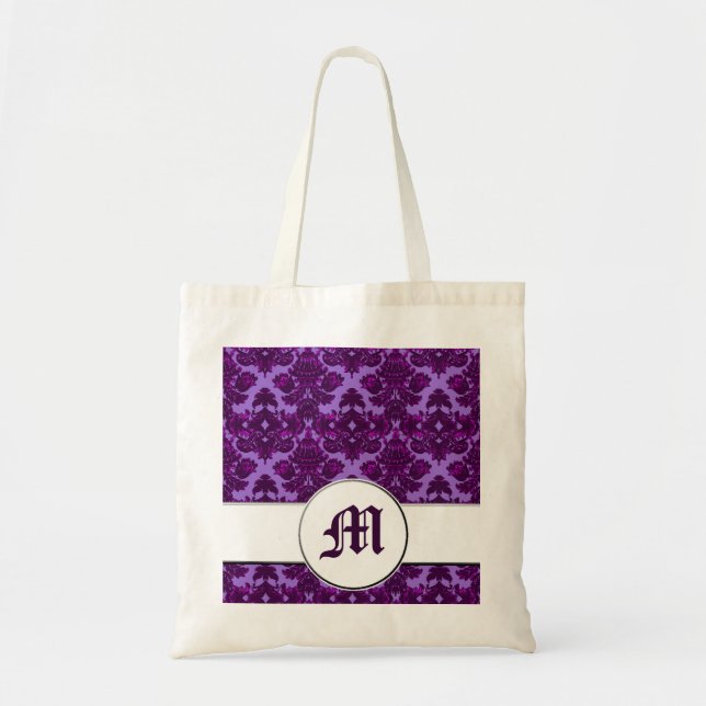 Tote Bag Purple damassé classique (Monogramme) (Devant)