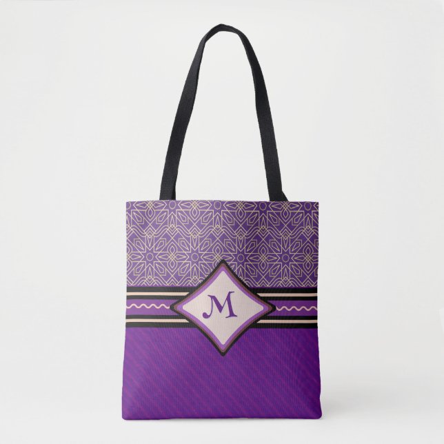 Tote Bag Purple et Gold Royal Abstrait (Devant)