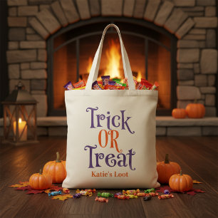 Tote Bag Purple et Orange Halloween personnalisé Tricoter o