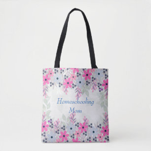 Tote Bag Purple Floral Homeschooling Maman