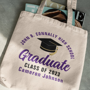 Tote Bag Purple Graduate Personalized 2023 Graduation