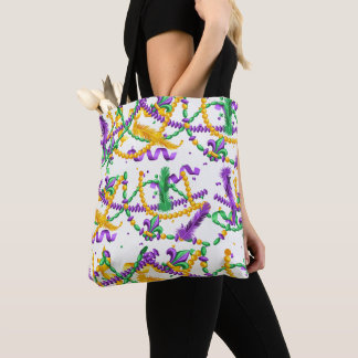 TOTE BAG PURPLE GREEN YELLOW MARDI GRAS THEME