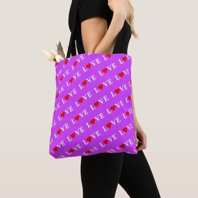 Tote Bag Purple LOVE élégant (De près)
