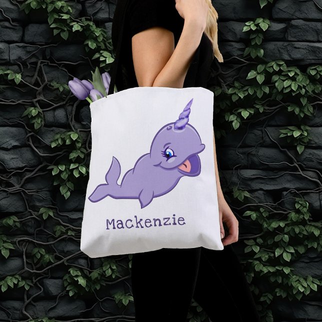 Tote Bag Purple Narwhal | Lilac Magique Mer Unicorne couche (Créateur téléchargé)
