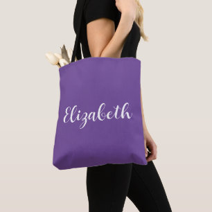 Tote Bag Purple Remplacez Votre Nom Typographie Script