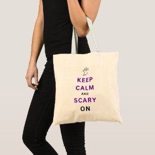 Tote Bag Purple Restez calme et effrayant sur Halloween Gho