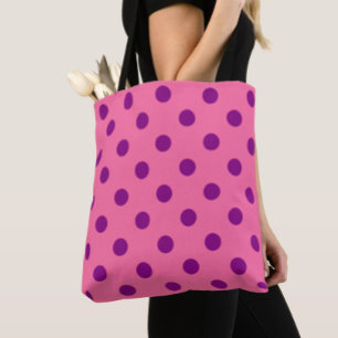 Tote Bag Purple sur Pois rose Design Motif