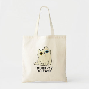 Tote Bag Purr ty S'Il Vous Plaît Funny Kitty Chat Pun