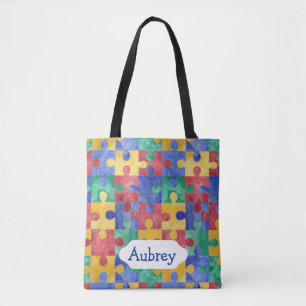 Tote Bag Puzzle d'aquarelle pour la sensibilisation sur