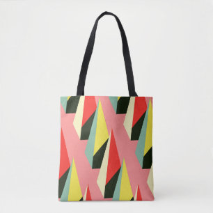 Tote Bag Pyramides 3D : Vintage géométrique rétro.