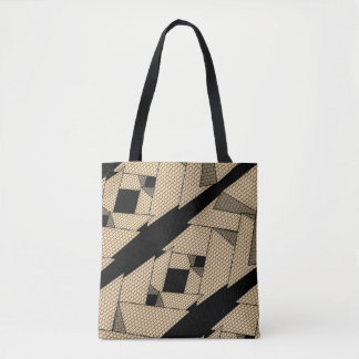 Tote Bag Pyramides à travers le jaune sur le noir