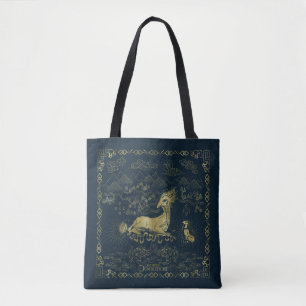 Tote Bag Qilin Au Repos Tapisserie d'or
