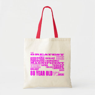 Tote Bag Quatre-vingtième rose d'anniversaires de filles :