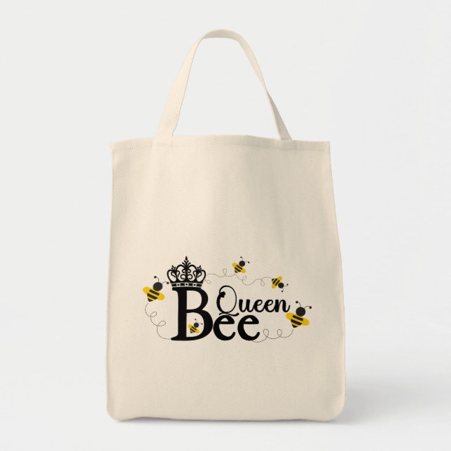 Tote Bag Queen Bee Grocery Fourre-tout, Miel Bee, Bumble Be (Devant)