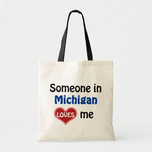 Tote Bag Quelqu'un au Michigan m'aime (Devant)