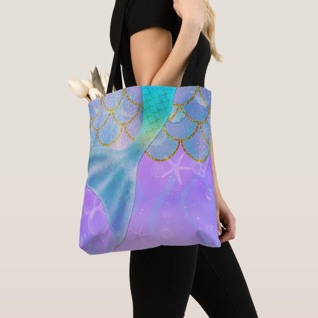 Tote Bag Queue iridescente Perle Reflet Étincelle Queue de  (De près)